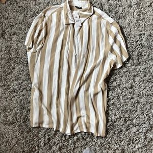 Express Tan/White Button Up